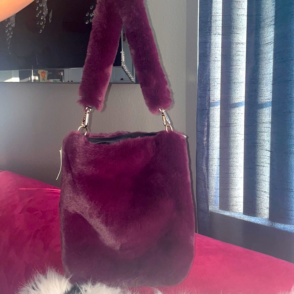 Purple fur purse